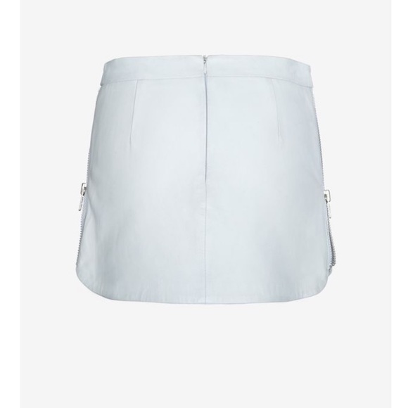 Intermix Light Gray/Blue Leather Skirt with Side Zippers Size Small - Picture 2 of 8